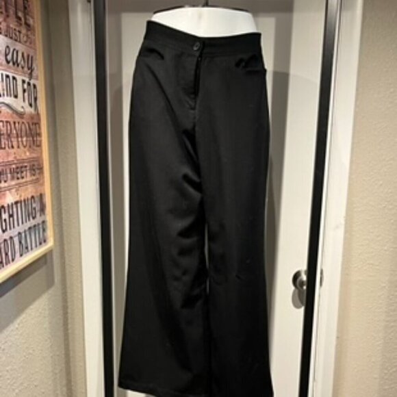 Women’s Black Dress Pants By Clara Sun Woo Wide Leg Zipper Fly - Picture 6 of 12